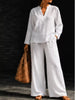 Notched Long Sleeve Top and Pants Set test