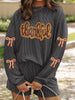 Thankful Letter Patched Sequin Bow Sleeve Twisted Ribbed Top and Short Set test