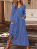 Full Size V-Neck Long Sleeve Tiered Maxi Dress with Pockets Plus Size test