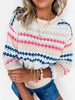 Stripe Eyelet Patterned Drop Shoulder Sweater test