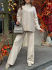 Slit Mock Neck Top and Pants Sweater Set test