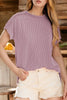 Casual Ribbed Short Sleeve Round Neck T-Shirt test