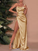 One-Shoulder Satin Maxi Dress with High Slit test