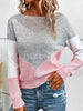 Openwork Contrast Round Neck Long Sleeve Knit Top test
