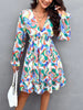 Devine Backless Printed V-Neck Flounce Sleeve Dress test