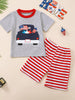 Children's Truck Graphic T-Shirt and Striped Shorts Set test