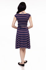 Amelia Dress in Navy Stripes - XS only