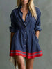 Striped Button-Down Shirt Dress with Contrast Hem test