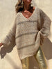 Openwork V-Neck Long Sleeve Sweater test