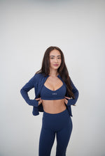 I Live in Luxury Navy Blue Sports Bra