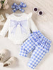 Children's Ruffled Bow Graphic Bodysuit and Pants Set with Headband test