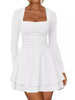 Square Neck Long Sleeve Ruched Layered Mini Dress test