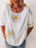 Full Size Flower Round Neck Half Sleeve T-Shirt Plus Size test