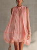 Pleated Mock Neck Sleeveless Mini Dress test