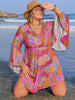 Plus Size Ruched Printed Long Sleeve Dress test