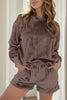 Round Neck Long Sleeve Top and Shorts Lounge Set