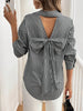 Cutout Bow Back Striped Collared Neck Long Sleeve Shirt test