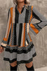 Printed Notched Long Sleeve Mini Dress test