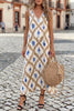 Abstract Print V Neck Sleeveless Midi Dress test