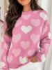 Pearled Heart Print Valentines Crew Neck Sweater test
