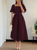 Square Neck Flutter Sleeve Midi Dress test