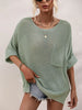 Boat Neck Cuffed Sleeve Slit Tunic Knit Top test