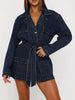 Long Sleeve Longline Denim Jacket with Belt test