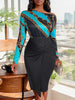 Perfee Twisted Printed Long Sleeve Dress test