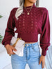 Openwork Mock Neck Long Sleeve Cropped Sweater test