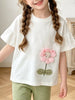 Children's 3D Flower Applique Ruffle Sleeve Top & Striped Pants Set test