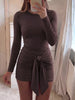 Long Sleeve Bodycon Dress with Front Tie Detail test