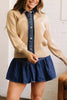 Drop Shoulder Placket Paneling Shirt Collar Long Sleeve Cardigan test