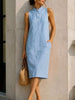 Button Detail Sleeveless Midi Dress test