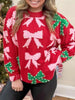 Bow Pearl Embellished Christmas Holiday Sweater test