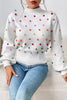 Pom-Pom Trim Mock Neck Long Sleeve Pullover Sweater test