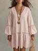 Full Size Striped Balloon Sleeve Mini Dress Plus Size test