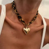 Leopard Print Choker with Golden Heart Pendant Necklace test