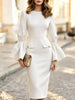 Slit Round Neck Flare Sleeve Dress test