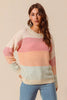 SO ME Multi Color Block Long Sleeve Sweater