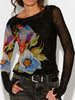 Floral Print Sheer Mesh Long Sleeve T-Shirt test