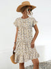 Frill Floral Round Neck Short Sleeve Tiered Dress test