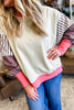 Color Block Striped Patchwork Dolman Slit Sweatshirt test