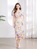 Floral Embroidered Puff Sleeve Midi Dress test