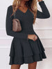 V-Neck Layered Ruffle Mini Dress