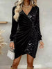 Velvet Sequin Long Sleeve Wrap Dress test