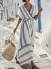 Full Size Striped Short Sleeve Wrap Maxi Dress Plus Size test