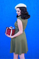 Olive Dot Bombshell Dress - Plus Sizes only