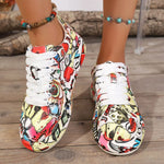 Abstract Print Lace Up Sneakers - Shopimist