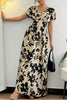 Floral Print Short Sleeve A-Line Maxi Dress test