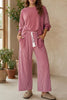 Rae Edge Patchwork Long Sleeve Top and Pocket Casual Pants Set test